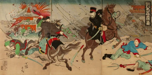 Illustrazione della cattura del castello di Bak sulle isole di Taiwan